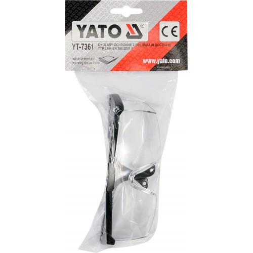Очки защитные открытого типа, прозрачные YATO YT-7361